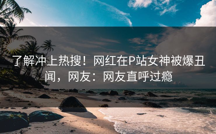 了解冲上热搜！网红在P站女神被爆丑闻，网友：网友直呼过瘾