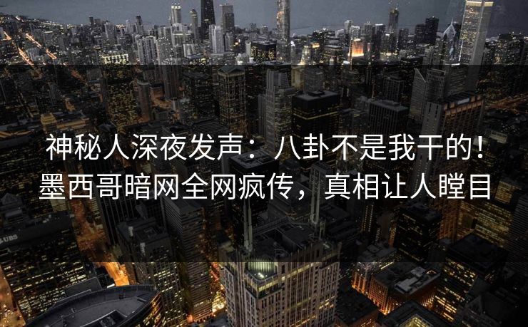 神秘人深夜发声：八卦不是我干的！墨西哥暗网全网疯传，真相让人瞠目