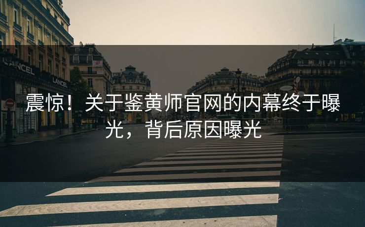 震惊！关于鉴黄师官网的内幕终于曝光，背后原因曝光