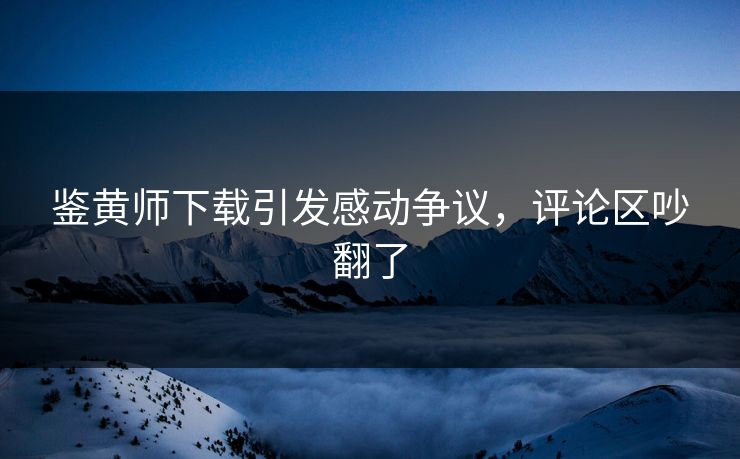 鉴黄师下载引发感动争议，评论区吵翻了