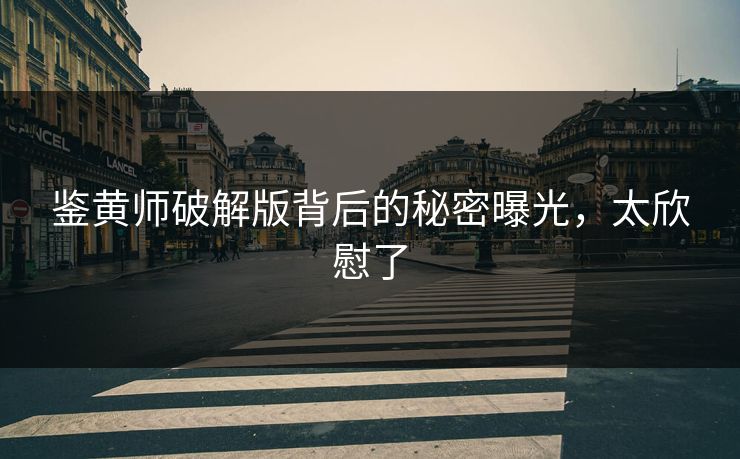 鉴黄师破解版背后的秘密曝光，太欣慰了