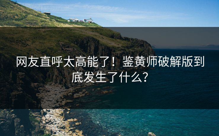 网友直呼太高能了！鉴黄师破解版到底发生了什么？