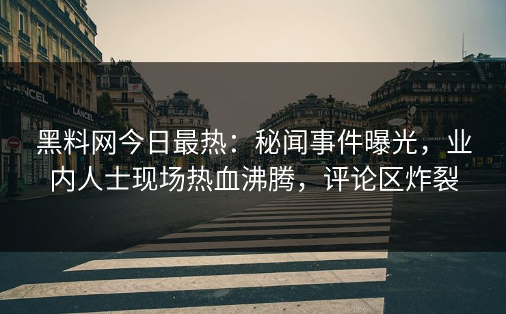 黑料网今日最热：秘闻事件曝光，业内人士现场热血沸腾，评论区炸裂