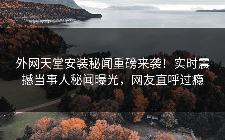 外网天堂安装秘闻重磅来袭！实时震撼当事人秘闻曝光，网友直呼过瘾