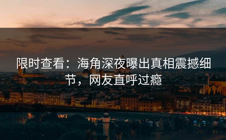 限时查看：海角深夜曝出真相震撼细节，网友直呼过瘾