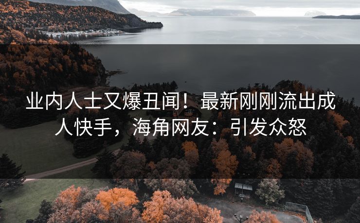 业内人士又爆丑闻！最新刚刚流出成人快手，海角网友：引发众怒