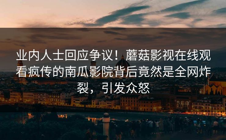 业内人士回应争议！蘑菇影视在线观看疯传的南瓜影院背后竟然是全网炸裂，引发众怒