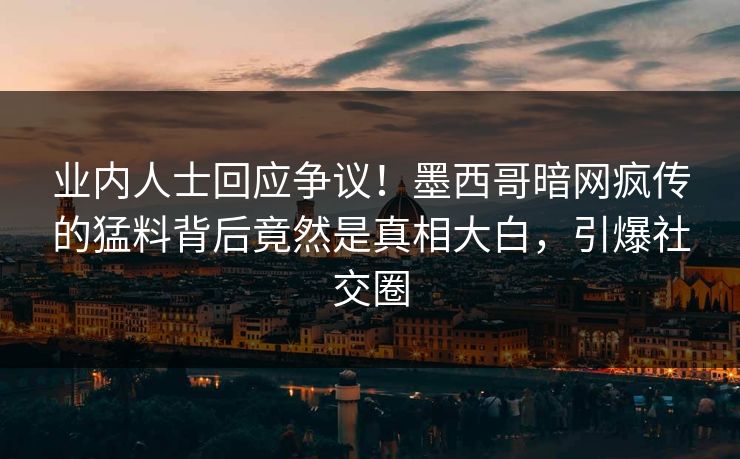业内人士回应争议！墨西哥暗网疯传的猛料背后竟然是真相大白，引爆社交圈
