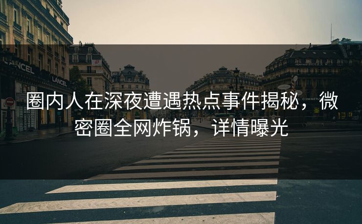 圈内人在深夜遭遇热点事件揭秘，微密圈全网炸锅，详情曝光