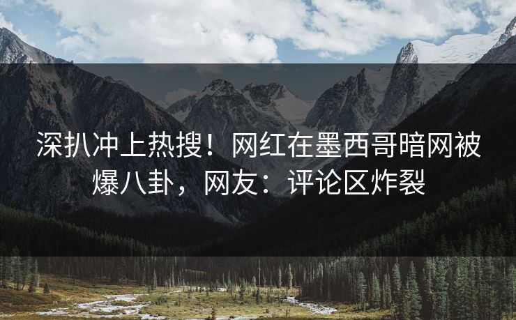 深扒冲上热搜！网红在墨西哥暗网被爆八卦，网友：评论区炸裂